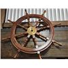 Image 1 : Solid Wood and Brass Ship's Wheel, 36-Inch Diameter Nautical Decor Piece