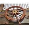 Image 2 : Solid Wood and Brass Ship's Wheel, 36-Inch Diameter Nautical Decor Piece