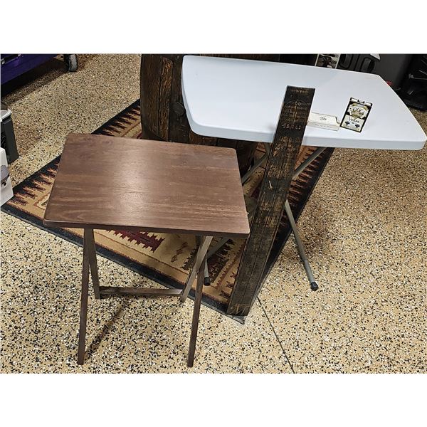 Wood Folding TV Tray, Folding Table, Large Wooden Measuring Stick Ruler, Misc Items