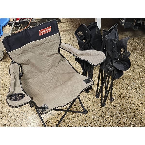 Coleman Folding Camp Chair With 2 Additional Folding Chairs, Cup Holders Included