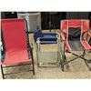 Image 1 : 3 Folding Camping Chairs: 2 Red, 1 Blue Fabric With Metal Frames