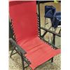 Image 2 : 3 Folding Camping Chairs: 2 Red, 1 Blue Fabric With Metal Frames