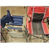 Image 3 : 3 Folding Camping Chairs: 2 Red, 1 Blue Fabric With Metal Frames