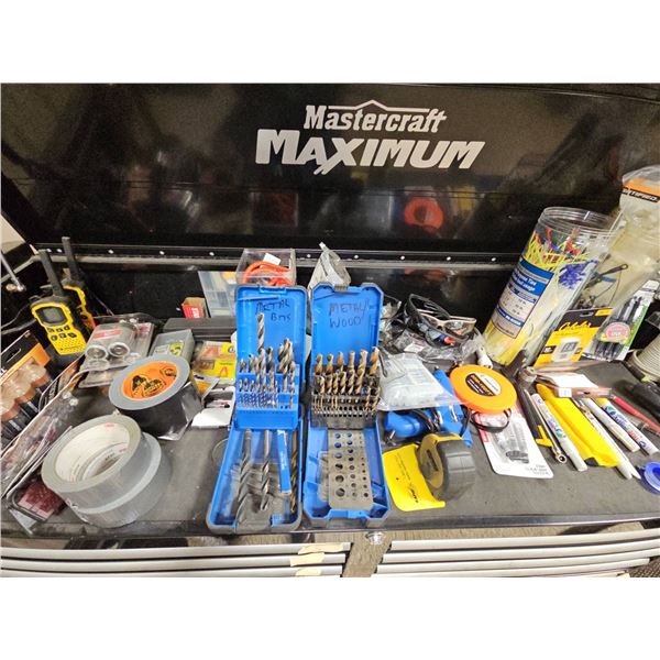 Workshop Tools, Drill Bits, Duct Tape, Cable Ties, Batteries, Measuring Tape