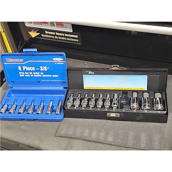 Westward 8pc 3/8" Metric Bit Socket Set and UltraPro 12pc SAE Hex Bit Socket Set