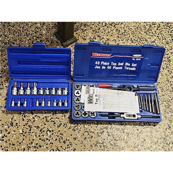 Westward 40 Piece Tap and Die Set With Socket Set in Blue Cases