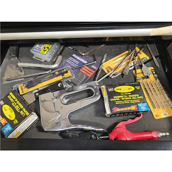 Workshop Tools and Accessories Including Arrow Stapler and Drill Bits