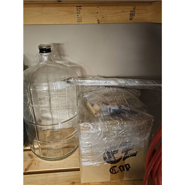 Glass Carboy and Brew Equipment Lot with EZ Cap and Accessories