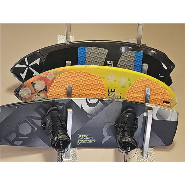 3 Boards: Ronix The Vault Wakeboard With Bindings and 2 Surfboards