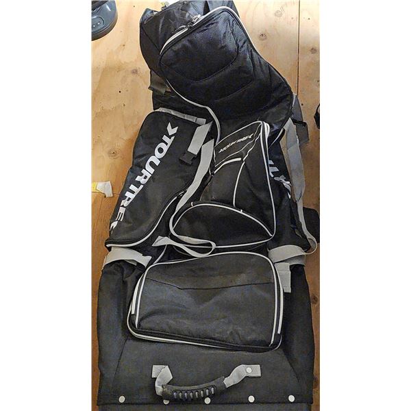 TourTrek Black Duffel Bag with Shoulder Strap and Multiple Zippered Compartments