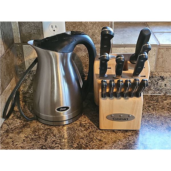 Cuisinart Knife Block Set With 9 Knives and Oster Stainless Steel Electric Kettle
