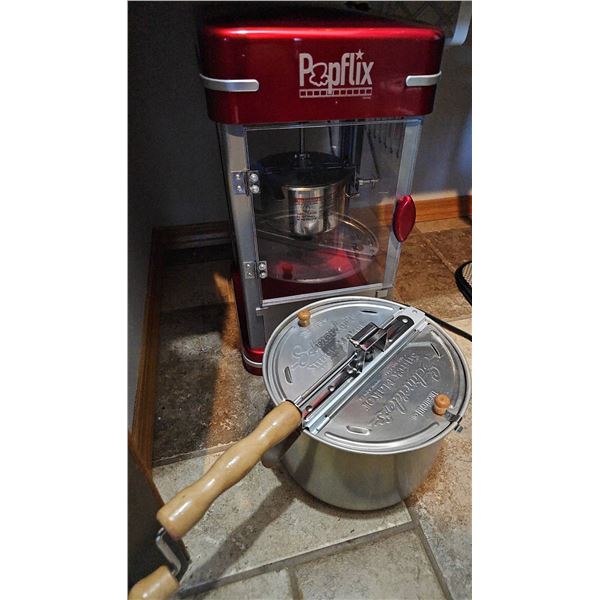 Popflix Popcorn Machine and Whirley Pop