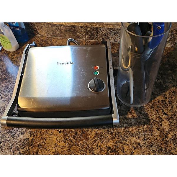 Breville Panini Press Grill Stainless Steel and Cylindrical Knife Set