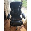 Image 1 : Black Faux Leather Executive Office Chair with Swivel Base and Worn Armrests