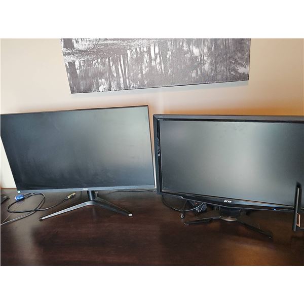 AOC and Acer Computer Monitors, Mixed Lot, Includes Power Cables