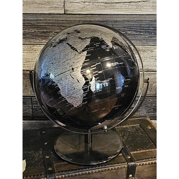 Black and Silver Desktop World Globe with Metal Stand