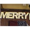 Image 2 : Lighted 'Merry Bright' Sign and Christmas Patchwork Quilt Wall Hanging