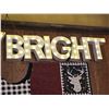 Image 3 : Lighted 'Merry Bright' Sign and Christmas Patchwork Quilt Wall Hanging
