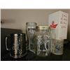 Image 1 : Beer Stein and Glass Mug Lot Including CFL, Montana's, Ball, Budweiser Red Light Glass