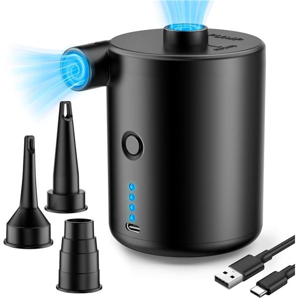 Portable USB-C Rechargeable Electric Air Pump - Cordless Quick Inflator/Deflator Pump - Brand New!