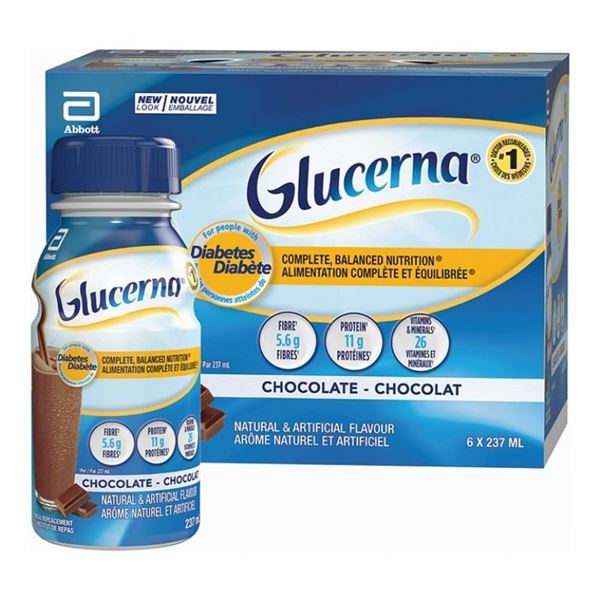 Glucerna Nutritional Drinks for People With Diabetes (6 x 237ml Bottles) Chocolate Flavor - New