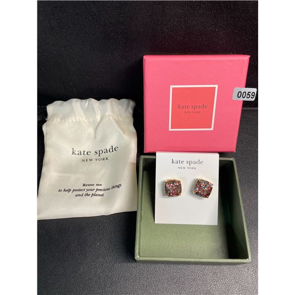 Kate Spade New York Square Stud Earrings - Mult-Glitter - Brand New!