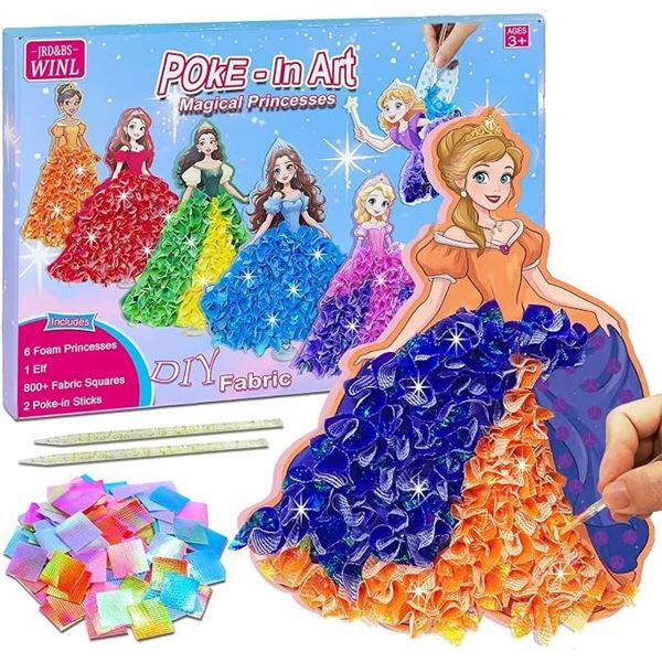 Poke-In-Fun Princesses Arts/Craft Kit for Kids - 3D Princess Crafting Kit - New