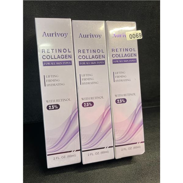 3 Boxes of Aurivoy Retinol Collagen (60ml) Lifting/Firming/Hydrating for All Skin Types - New!