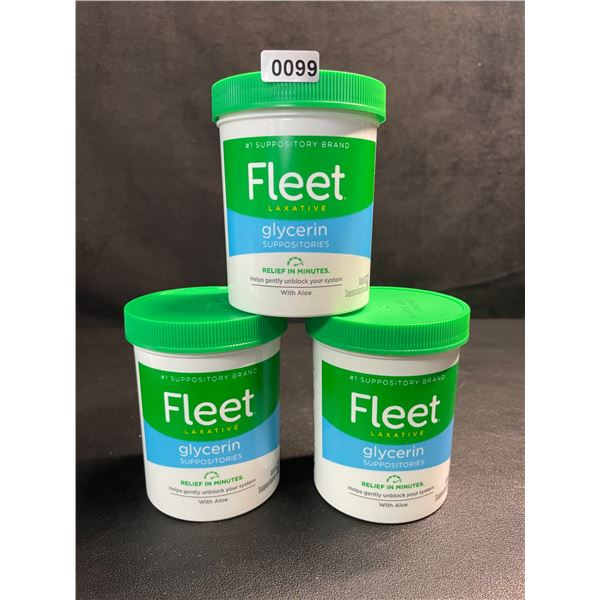 3 Tubs of Fleet Laxative Glycerin Suppositories (50 Each) Helps Gently Unblock System - New Sealed