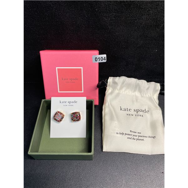Kate Spade New York Square Stud Earrings - Mult-Glitter - Brand New!