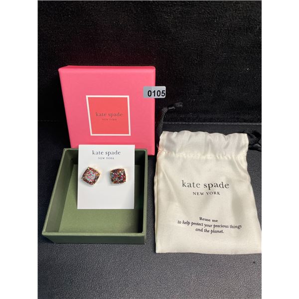 Kate Spade New York Square Stud Earrings - Mult-Glitter - Brand New!