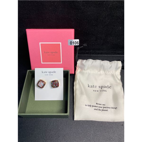 Kate Spade New York Square Stud Earrings - Mult-Glitter - Brand New!
