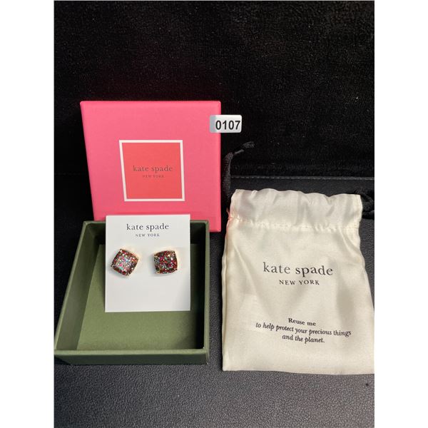 Kate Spade New York Square Stud Earrings - Mult-Glitter - Brand New!