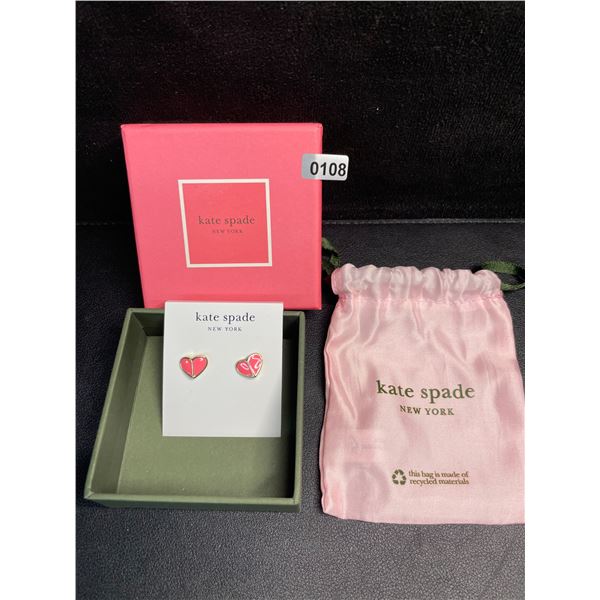 Kate Spade New York Women's Heritage Pink Heart Stud Earrings - Brand New!
