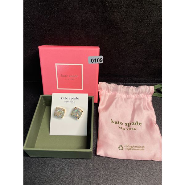 Kate Spade New York Square Stud Earrings - Opal/Glitter - Brand New!