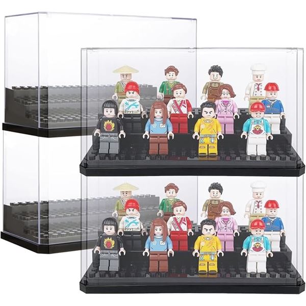 4-Pack of Clear Acrylic Display Cases for Lego Figures/Collectibles; Dustproof Design - New