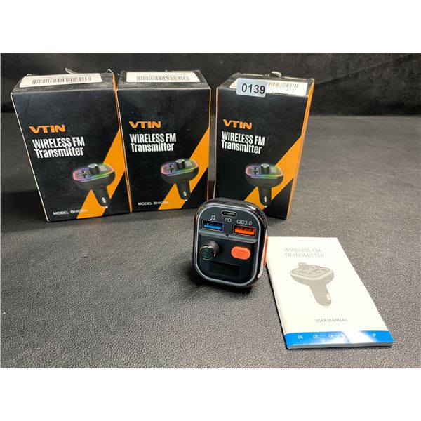 Lot of 3 VTIN Wireless FM Bluetooth Transmitters (Model: BH438A) Stream Audio/Charges Devices - New
