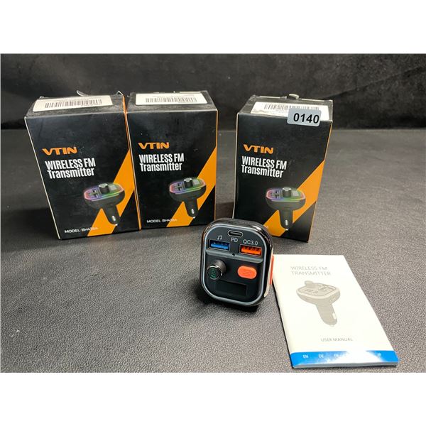 Lot of 3 VTIN Wireless FM Bluetooth Transmitters (Model: BH438A) Stream Audio/Charges Devices - New