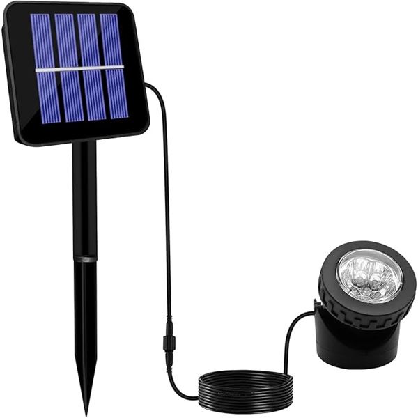 Lot of 2 Solar Pond Lights/Submersible LED Underwater Lights - IP68 Waterproof Lights - New