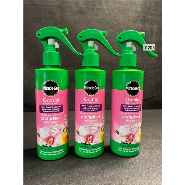 Lot of 3 Miracle-Gro Orchid Plant Food Mist (236ml) Mist Feeds Instantly - New