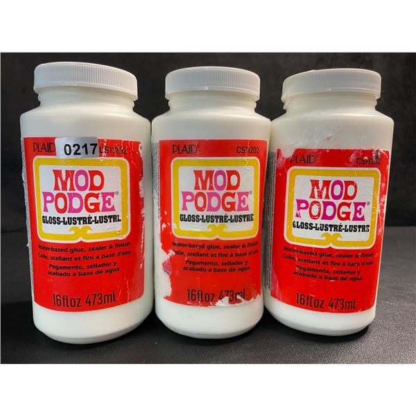 3 Bottles of Mod Podge Gloss Water-Based Glue, Sealer, & Finish (473ml Each) - New