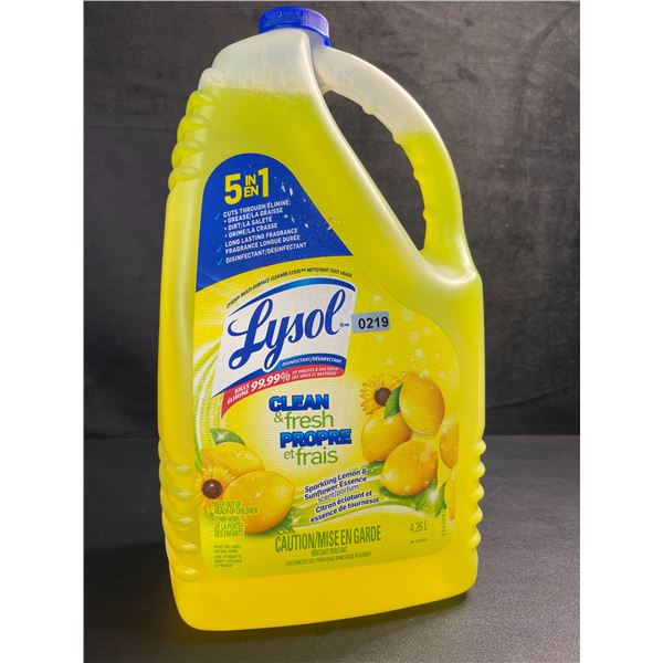 4.26L Jug of Lysol Disinfectant - Clean & Fresh; Sparkling Lemon & Sunflower Essence - New
