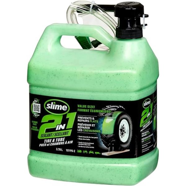 Slime 2-in-1 Tire & Tube Sealant (3.78L Large Jug) Prevents & Repairs Flats/Stops Slow Tire Leaks
