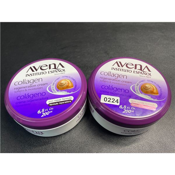 Lot of 2 AVENA Collagen Regeneration Creams (200ml) Softens & Moisturizes/Skin Repair Formula - New