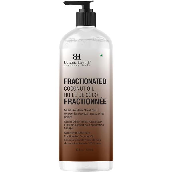 Botanic Hearth Fractionated Coconut Oil (473ml) 100% Pure; Moisturizes Hair/Skin/Nails - New
