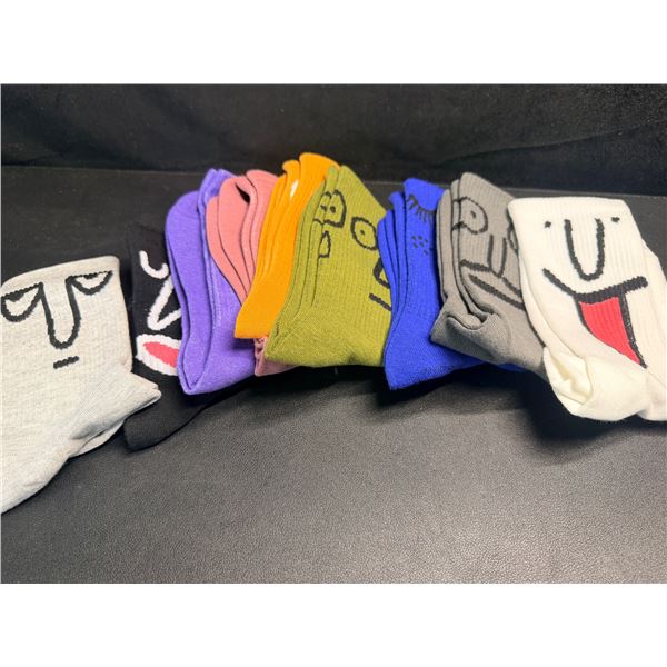 9-Pairs Funny Graphic Crew Socks for Men/Women - Comfortable Cotton Blend - New