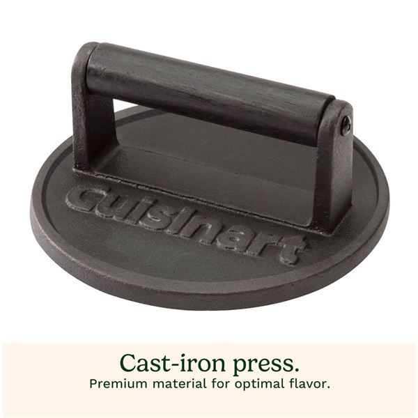 Cuisinart Outdoor 6.5" 2LB Cast Iron Round Smash Burger Press - New