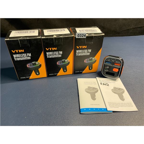 Lot of 3 VTIN Wireless FM Bluetooth Transmitters (Model: BH438A) Stream Audio/Charges Devices - New