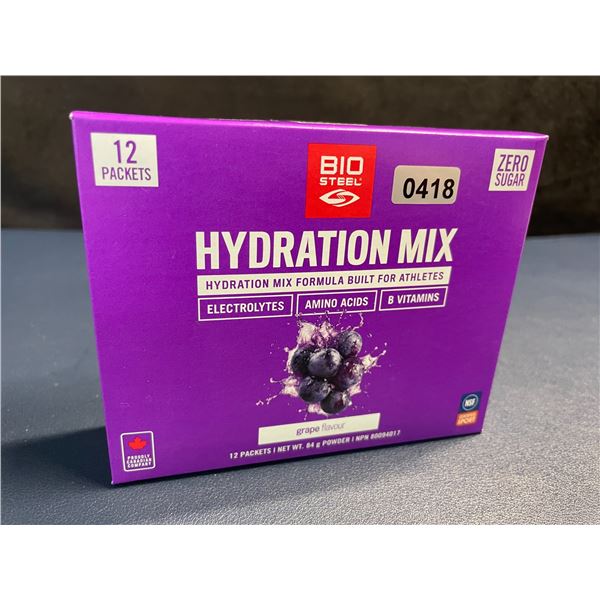 BIOSTEEL Hydration Mix (12 Packets) Grape Flavour; Helps with Hydration/Muscle Cramps/Fatigue - NEW