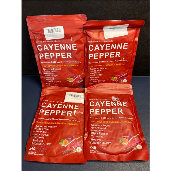 4 Packs of Cayenne Pepper Softgels/Dietary Supplements (240pcs Each) - New Sealed